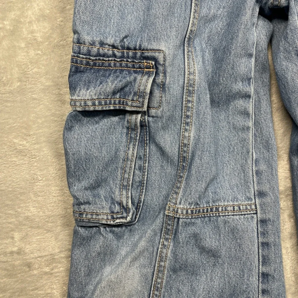 Old Navy Cargo Jeans Kids Size 12 Blue High‎ Rise Baggy Built-In Tough Wide Leg